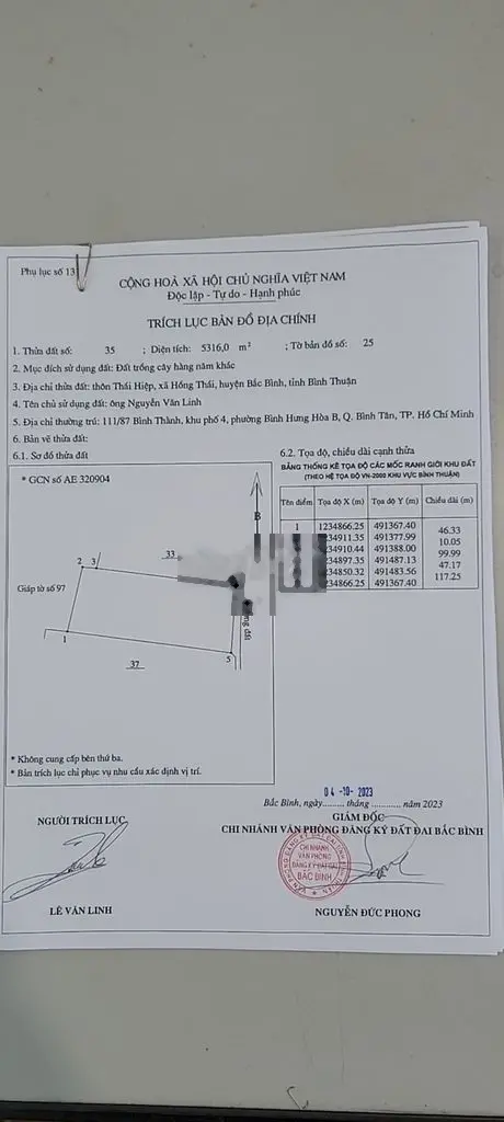 *** lô đất xã Hồng Thái, mặt tiền 47m, ngay đường liên xã 44m SHR