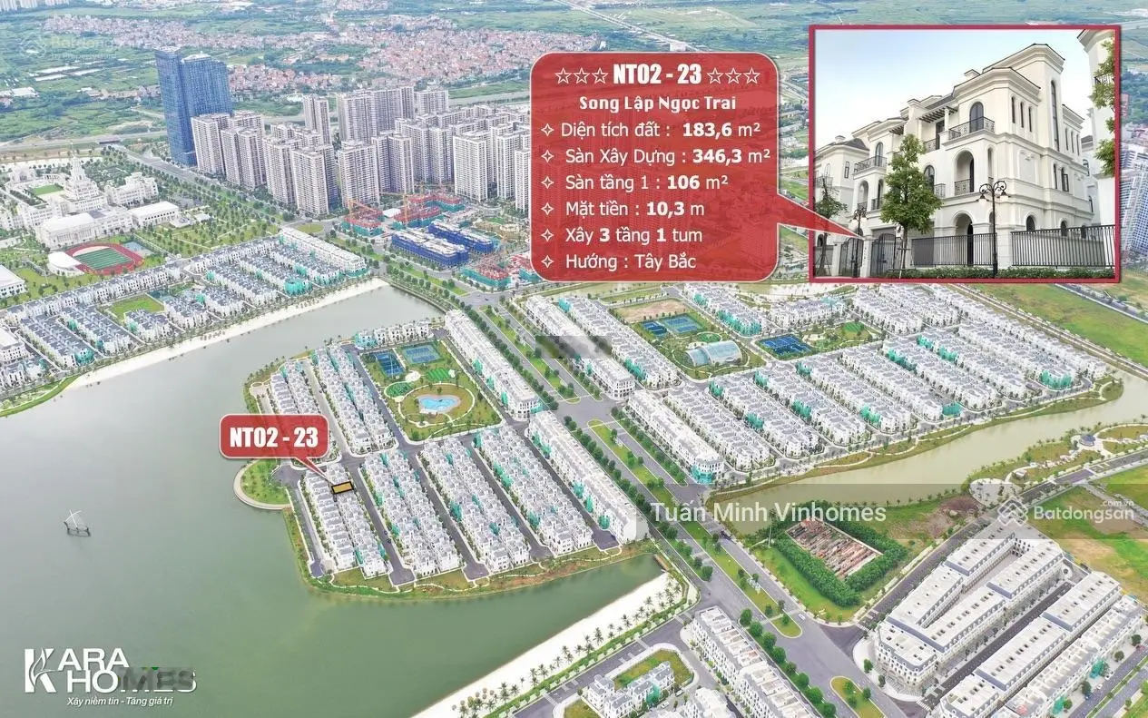 Căn biệt thự song lập Ngọc Trai - NT02, 183m2, hỗ trợ Vay 70%, lãi suất 6,5% trong 2 năm đầu