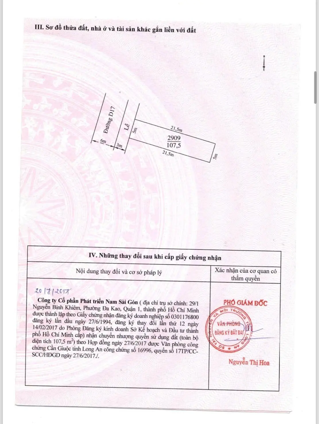Bán 2 nền liền kề đường D17 KDC Long Hậu, kế bên trường Liên Cấp. DT: 10m x 21,5m, Giá: 23tr/m2.
