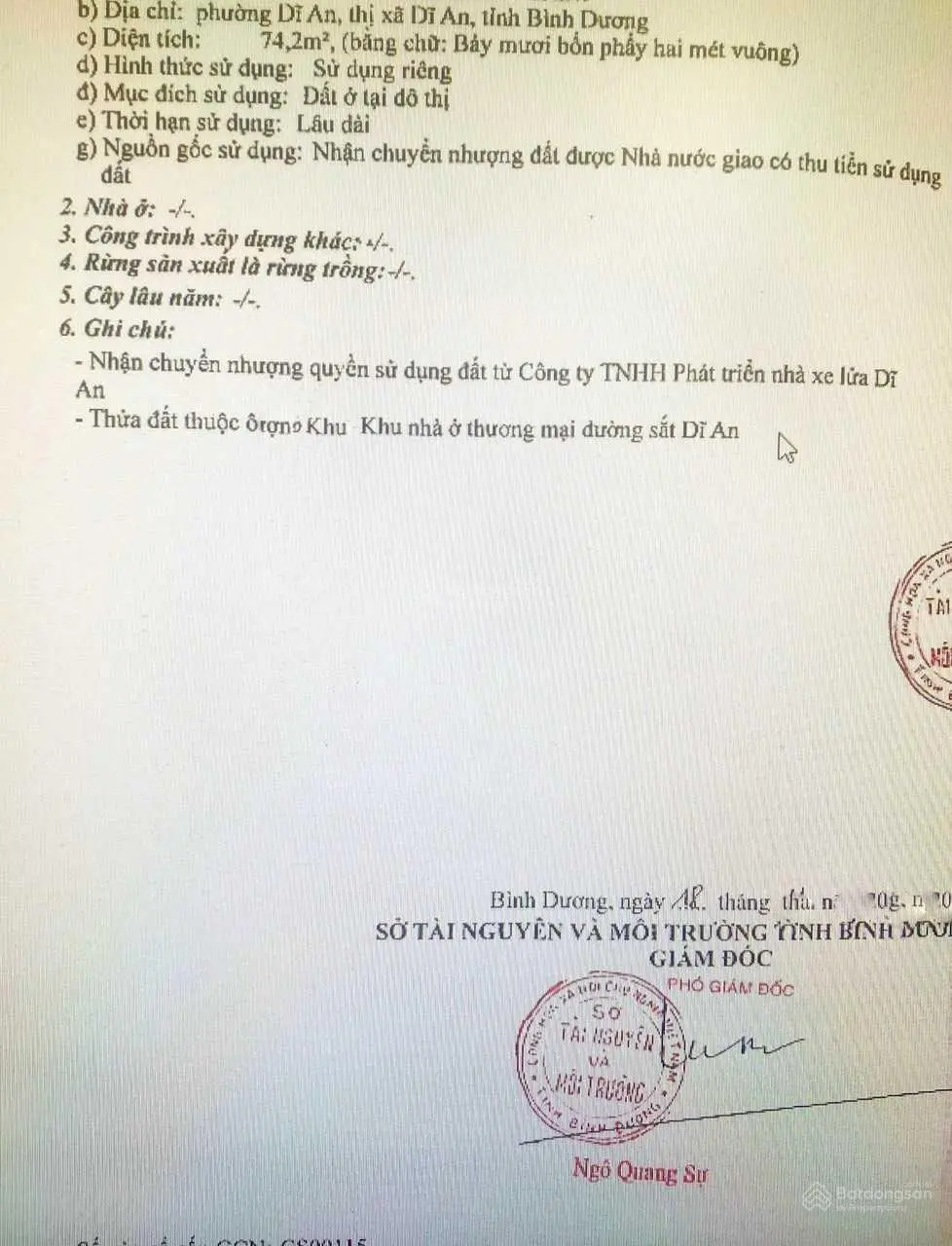 Bán đất khu thương mại Toa Xe TP Dĩ An