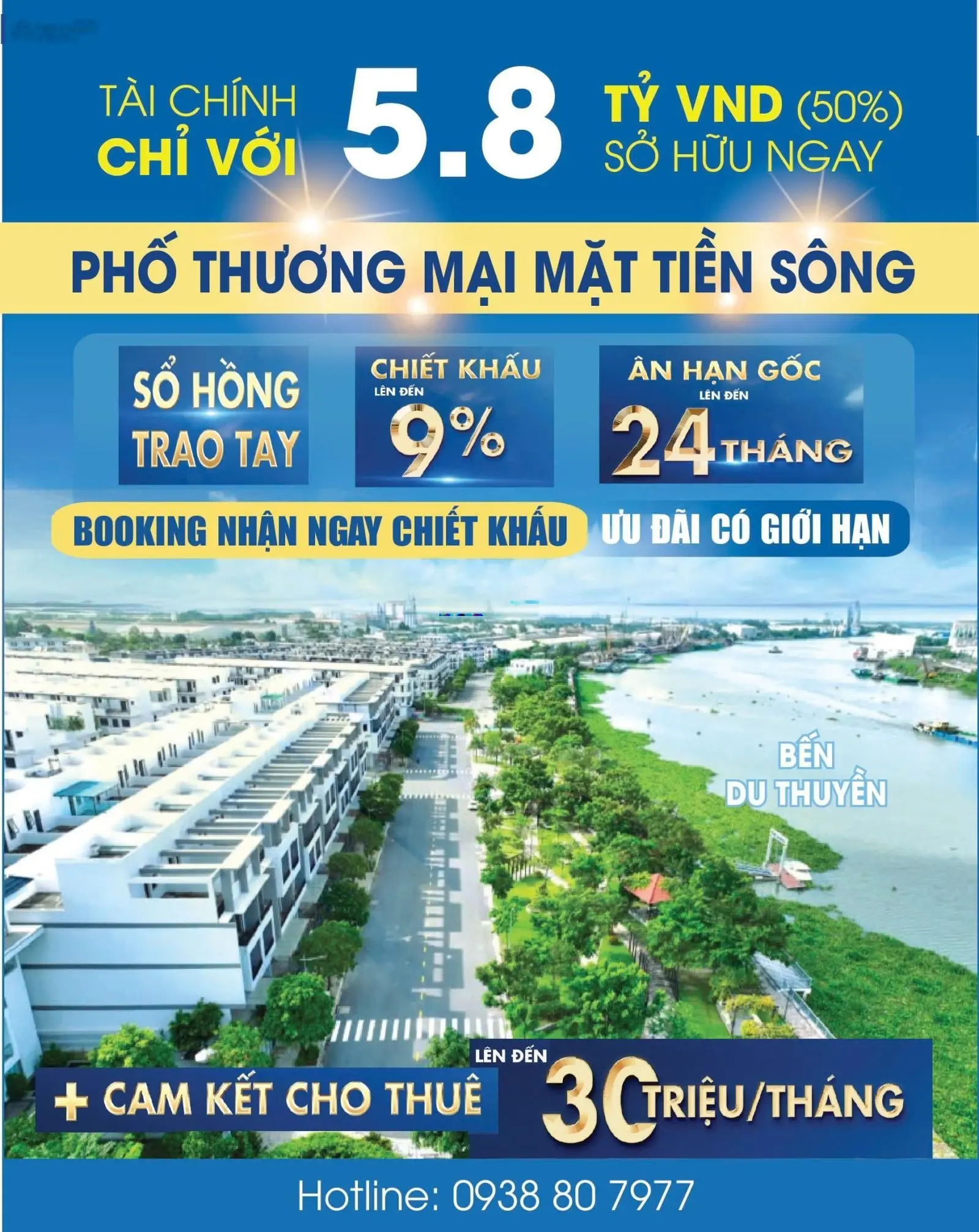 Nhà Mặt Tiền Sông, TT Thị trấn BẾN LỨC, có Bến Du Thuyền rộng thoáng, sổ hồng trao tay