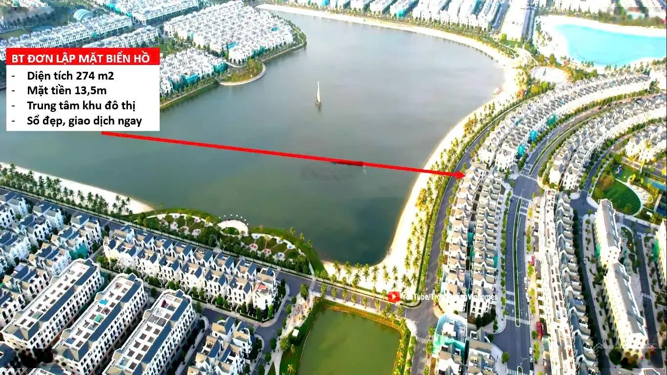 Bán biệt thự mặt hồ 24.5ha Vinhomes Ocean Park, KD đa dạng, không gian sống lý tưởng, 274m2, 88 tỷ