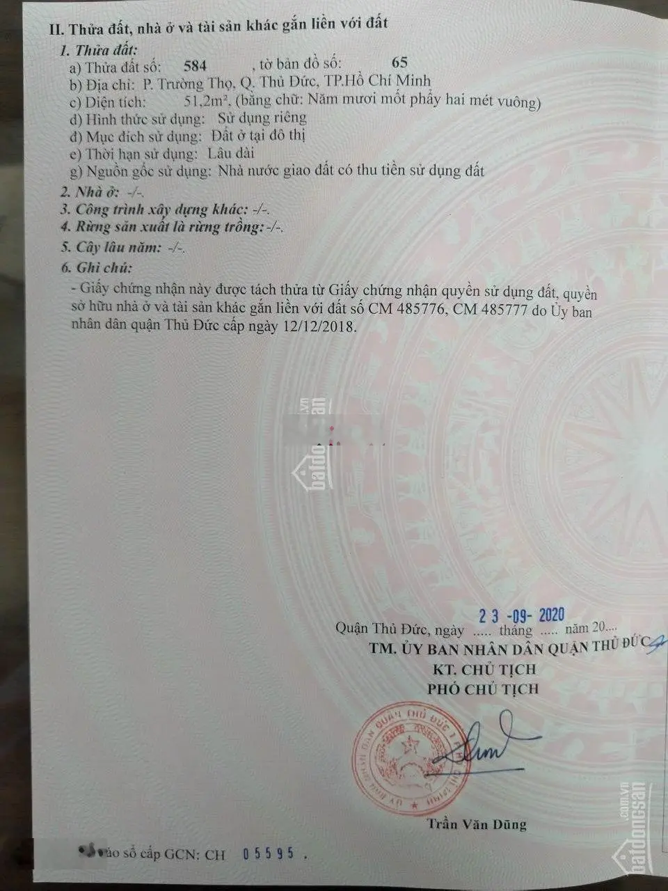 Bán đất: P Trường Thọ, Thủ Đức, (52m2), SHR, 3tỷ990, LH: 090 3333 287 Viên