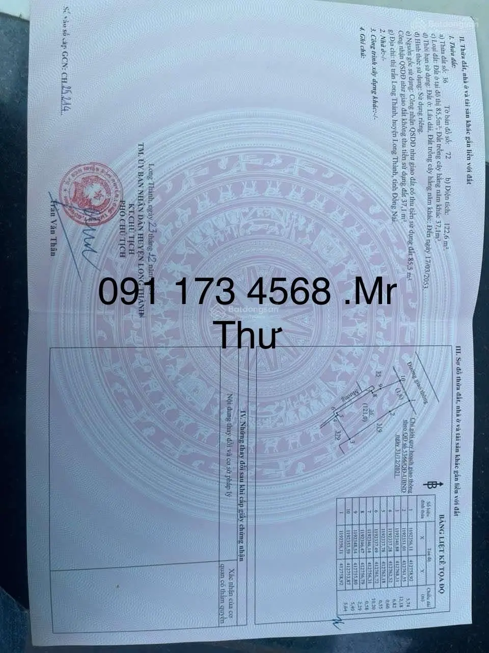 Bán NR tại Hai Bà Trưng, Long Thành, Đồng Nai, 16 tỷ, 122.6m2 -85,5m2 tc ,ngang 5,6m