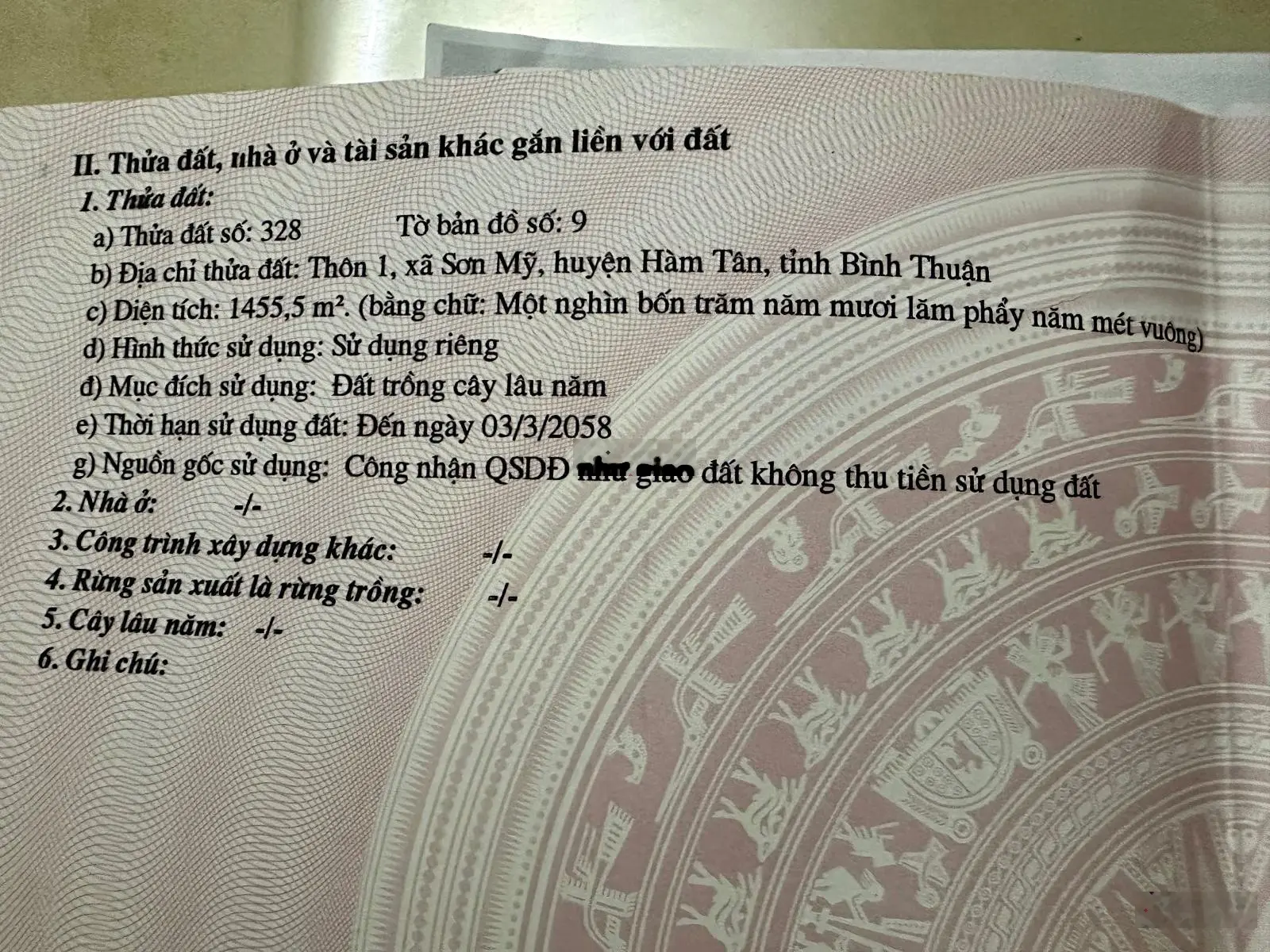 Chính chủ cần bán lại đất Thôn 1, Sơn Mỹ, Hàm Tân giá 2,450tỷ. LH 0938 188 ***