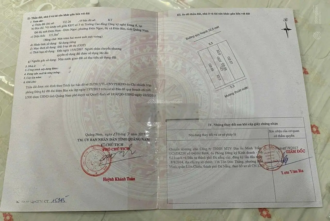 Chính chủ cần bán lô đất mặt tiền đường 10m5 đường Phan Huy Chú Điện Ngọc giá chỉ 2.65 tỷ