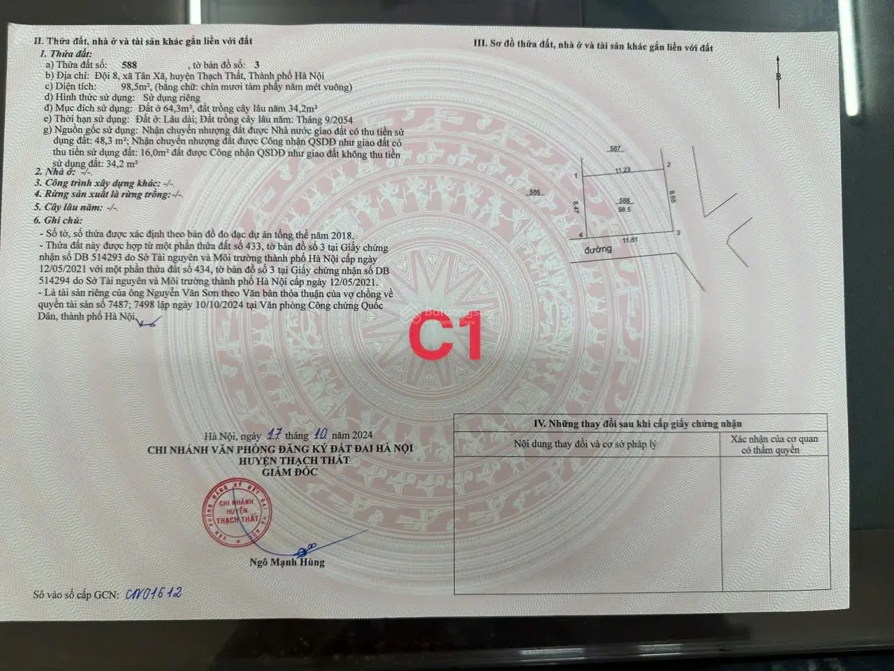 Em cần bán lô góc 2 mặt thoáng, đất vuông ở Tân Xã, Hoà Lạc