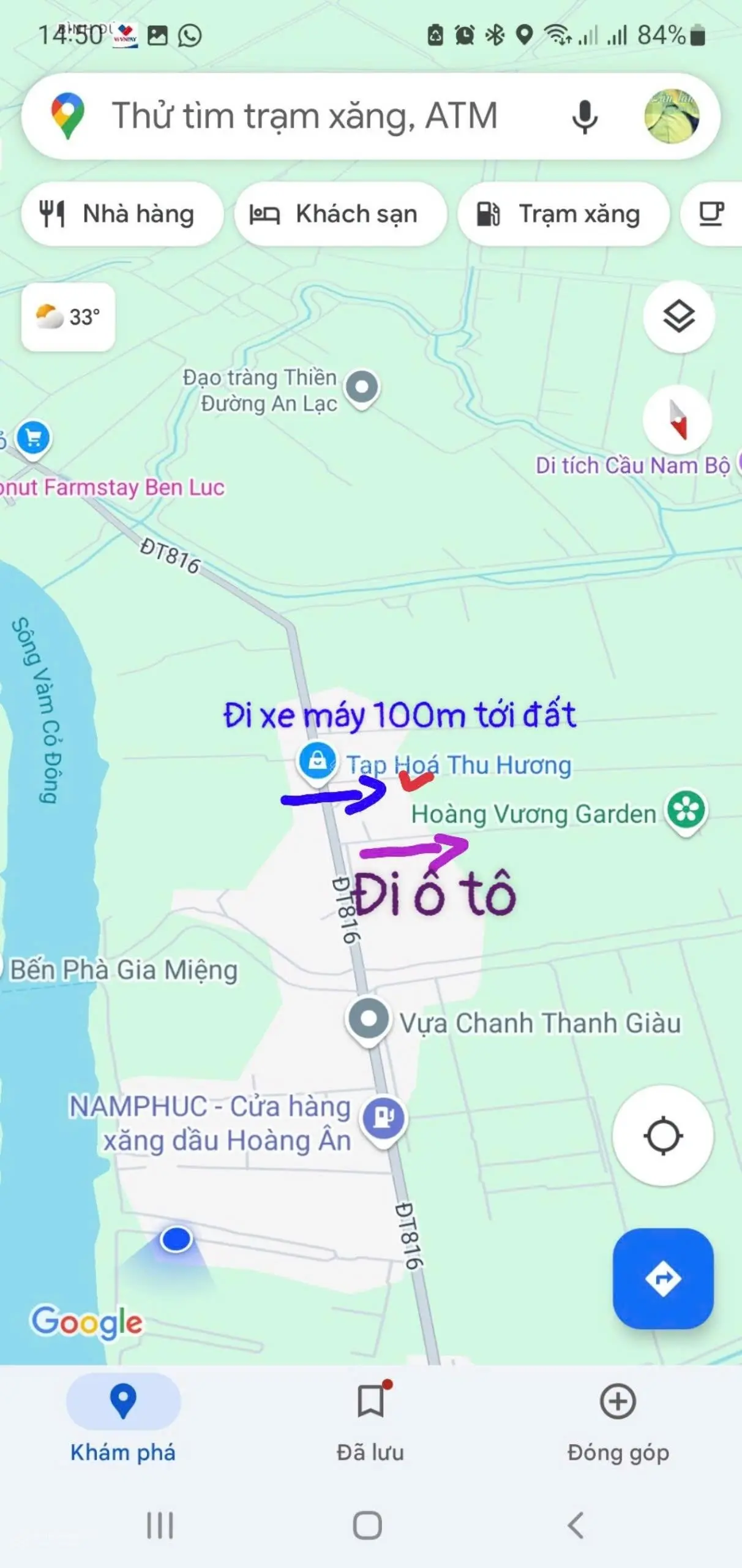Đất Vườn Xã Thạnh Hòa Bến Lức Cách ĐT816 Chỉ 200m ( 10 71 = 710m)
