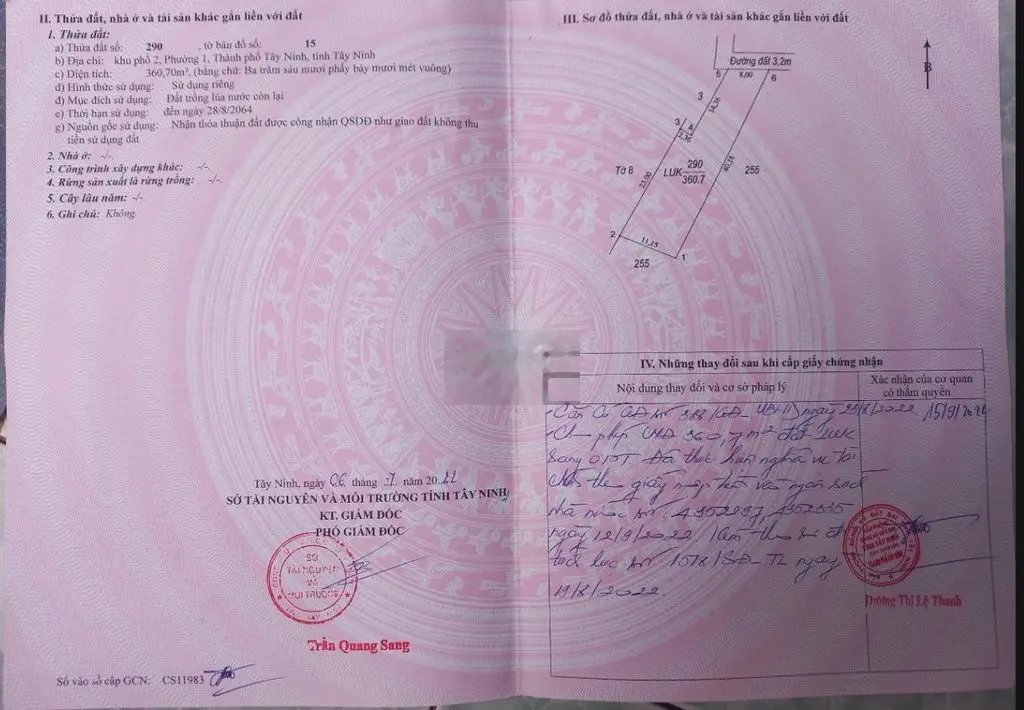 Cần tiền bán rẻ đất 100% thổ cư thành phố Tây ninh
