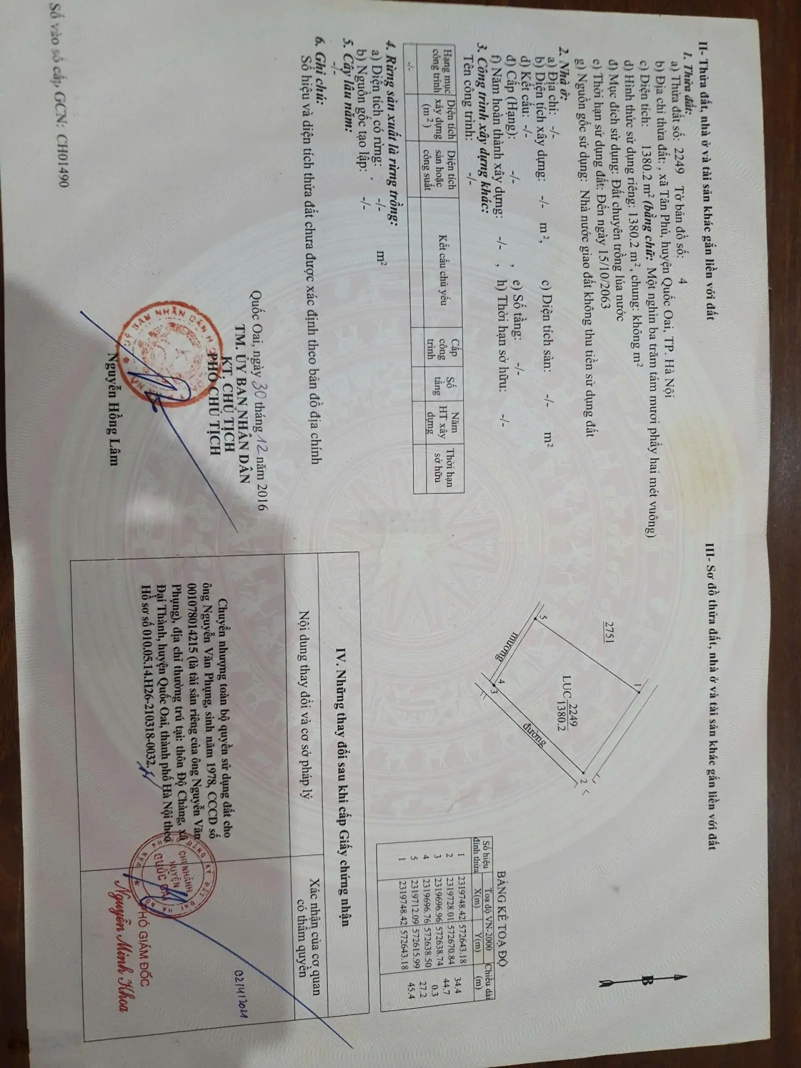 Em bán giúp người nhà đất vườn có sẵn nhà, DT đất 1.380m2, 9 tỷ 700 tại Tân Phú Quốc Oai, Hà Nội