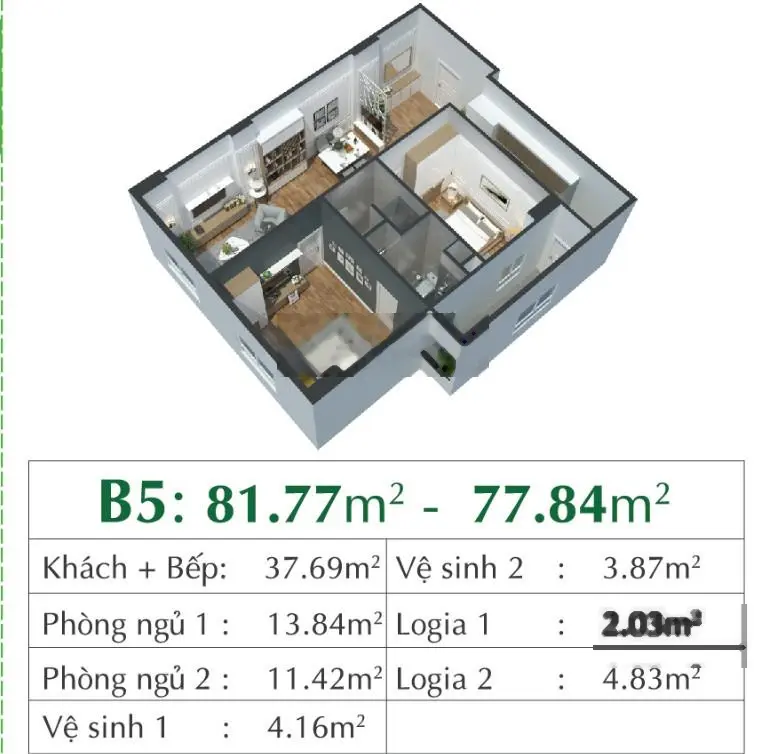 Bán căn 2PN, 78m tầng đẹp, nội thất đầy đủ có điều hòa, giá 3,8 tỷ( 48tr/m ) đã có sổ, nhà mới 100%