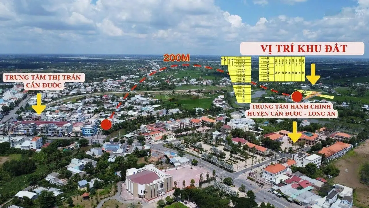 Đất 2 mặt tiền kinh doanh chợ cần đước, sổ hồng riêng 22 triệu/1m2 145,8m2 thổ cư