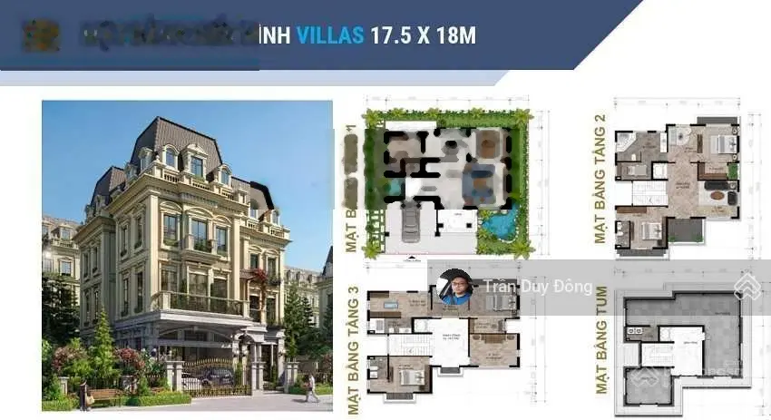 BT đơn lập 315m2 Đông Bắc mặt tiền 17.5m 3 tầng 1 tum 52 tỷ ở ngay đường TTL 60m đã có sổ đỏ