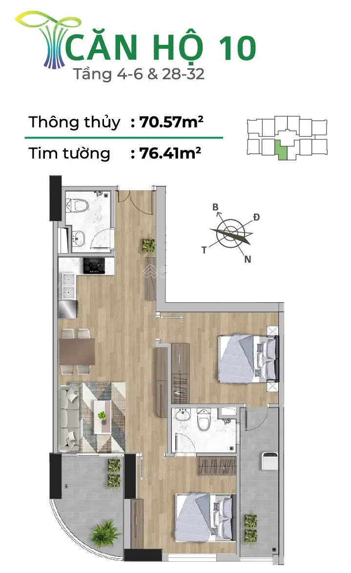 Nhỉnh 1,4 tỷ căn hộ 2N CC Tecco Elite Thái Nguyên, sổ đỏ trao tay, cam kết cho thuê 8,3tr/tháng