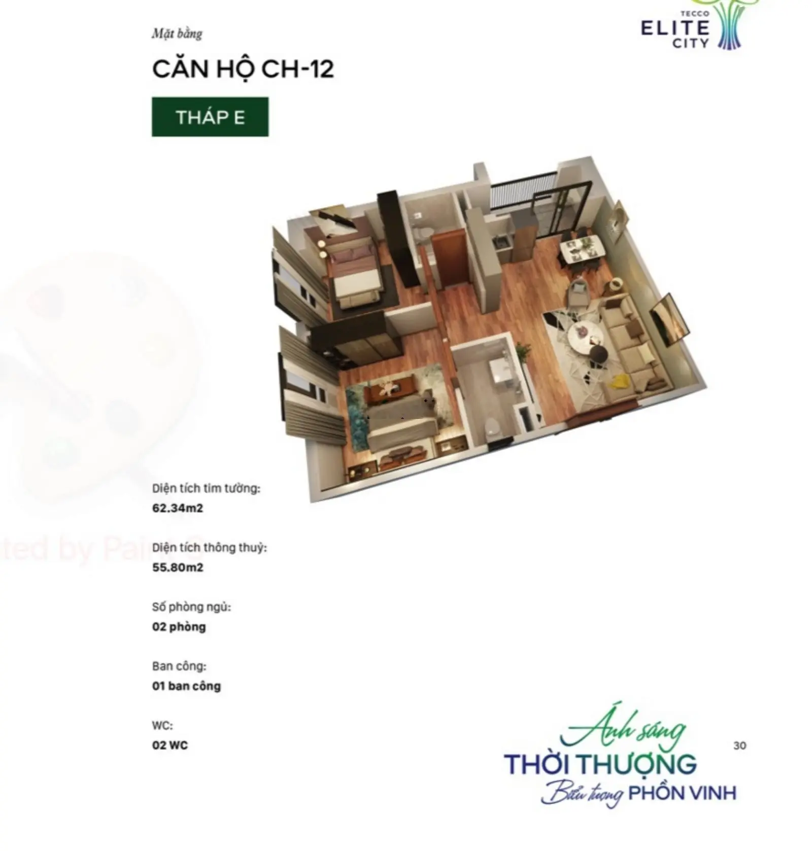Bán căn hộ 2PN 72m2 ban công ĐN đang cho thuê giá 8,3tr/tháng