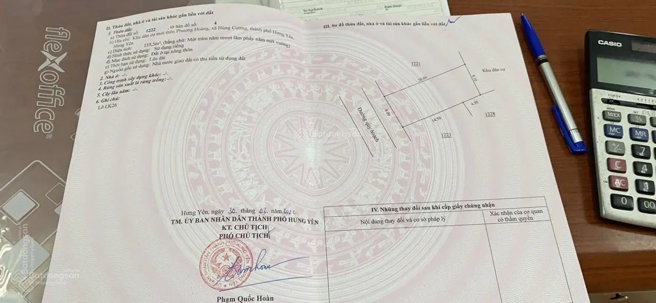 Cần bán đất đấu giá tại thôn Phượng Hoàng, xã Hùng Cường, TP Hưng Yên, Hưng Yên