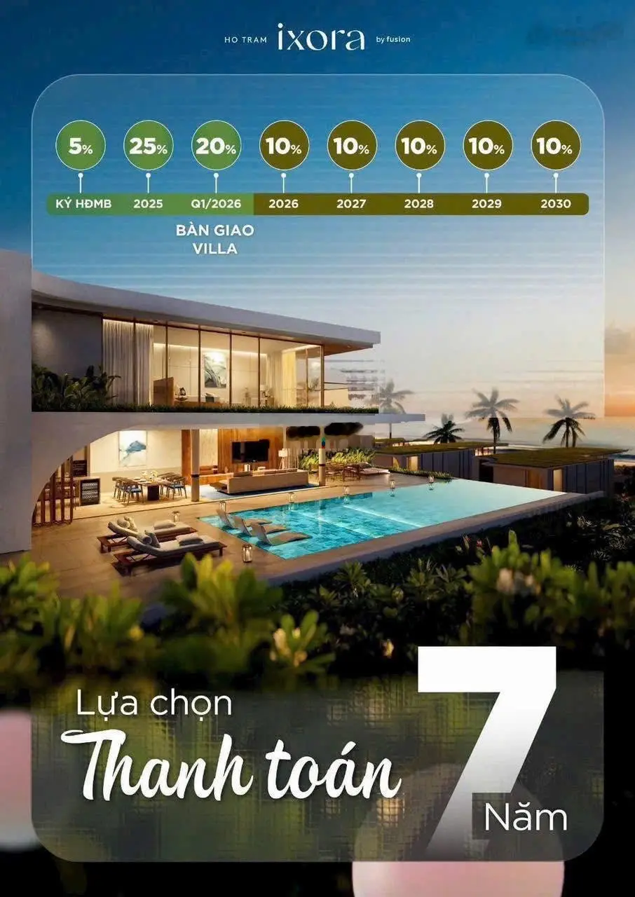 Bán biệt thự biển dự án Ixora Hồ Tràm, 30% đến khi nhận nhà, nhận dòng tiền cho thuê luôn