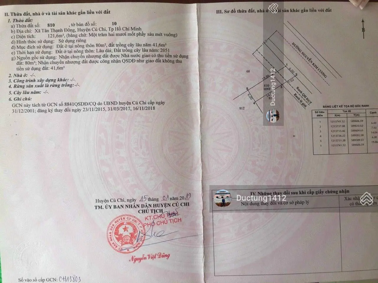Đất đẹp: 6x20=121m2 có 80m2 thổ cư, đường Nguyễn Kim Cương, Tân Thạnh Đông, sổ riêng, 1.4 tỷ