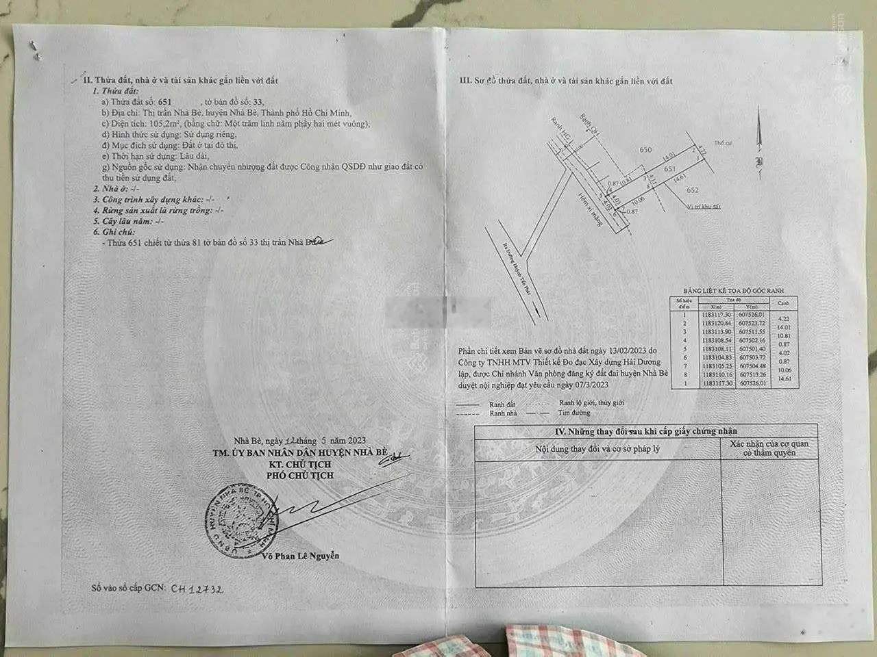 Bán đất hẻm 1806 đường Huỳnh Tấn Phát, Thị Trấn Nhà Bè, DT: 4x25m thổ cư, CN: 105m2, giá: 3,3 tỷ TL