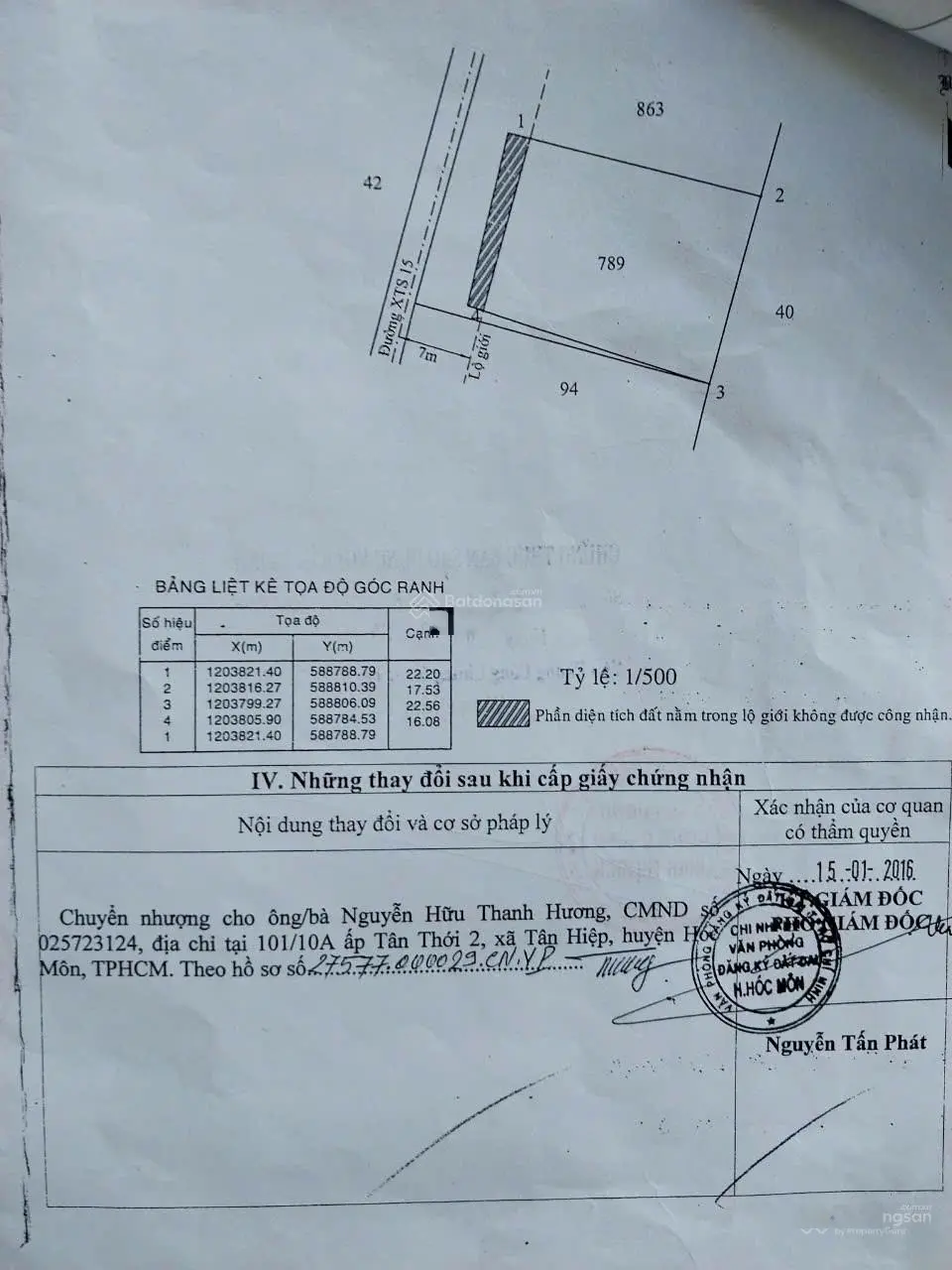Bán lô đất thổ cư 375m2 mặt tiền đường Xuân Thới Sơn 15, Hóc Môn