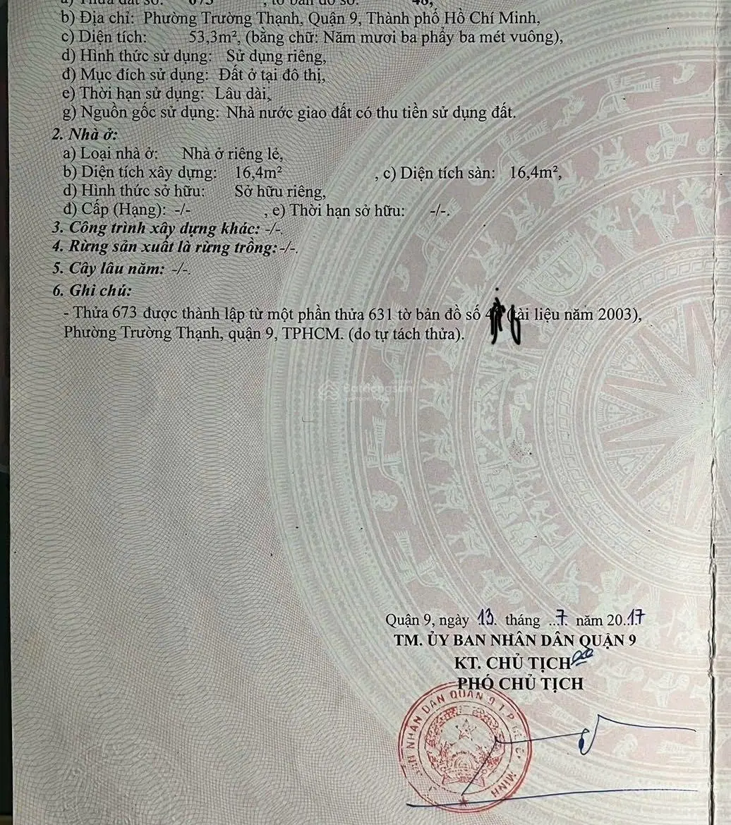 Chính chủ cần tiền bán nhanh lô đất đường Số 12 Tam Đa, Phường Trường Thạnh, Quận 9
