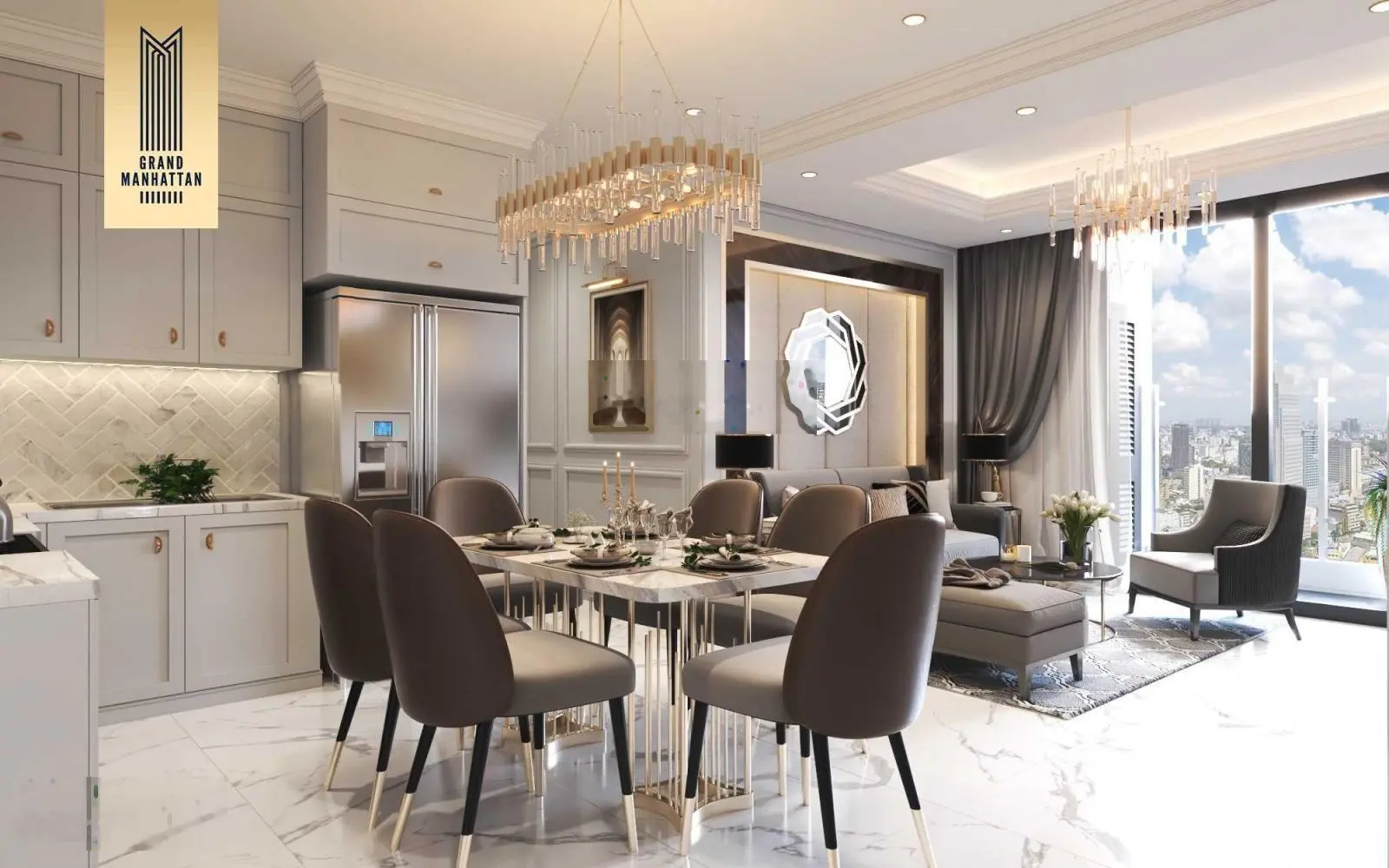 Ngộp Bán gấp căn hộ The Grand Manhattan Q1, căn 2PN 68m2 giá 8.5tỷ view sông SG