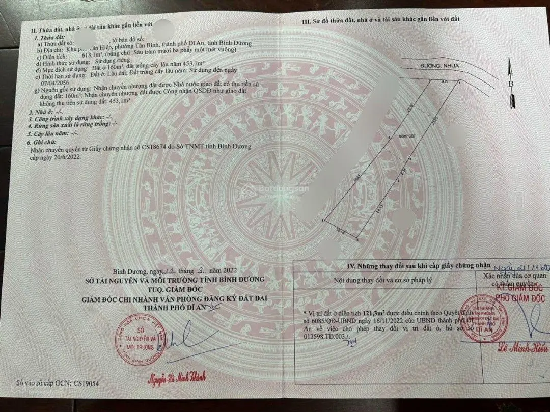 Cần bán đất giá 11 tỷ VND tại đường Trương Văn Vĩnh, Dĩ An, Bình Dương