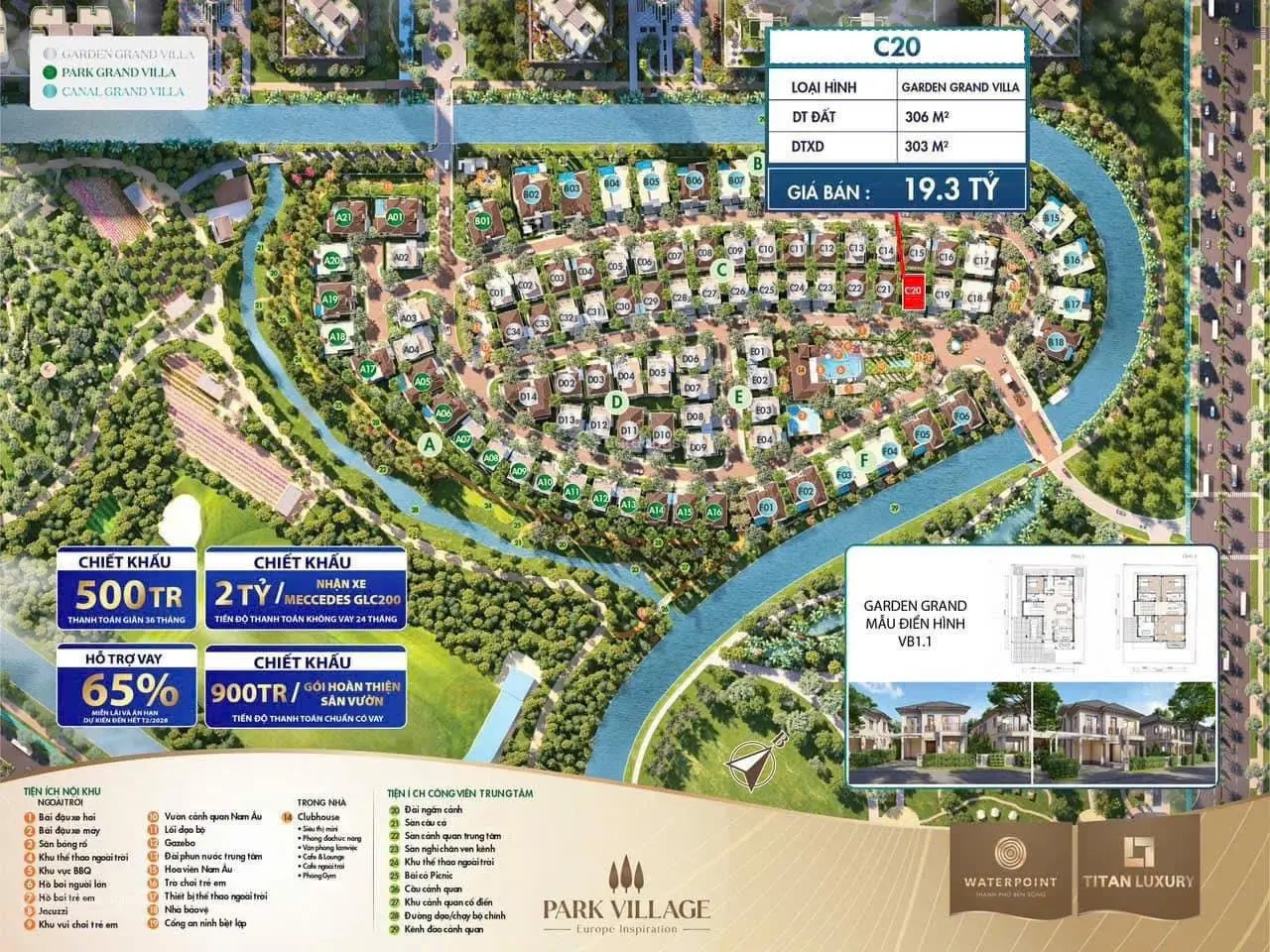 Biệt thự Park Village vị trí đối diện công viên nội khu, tặng ngay xe sang trị giá 2 tỷ