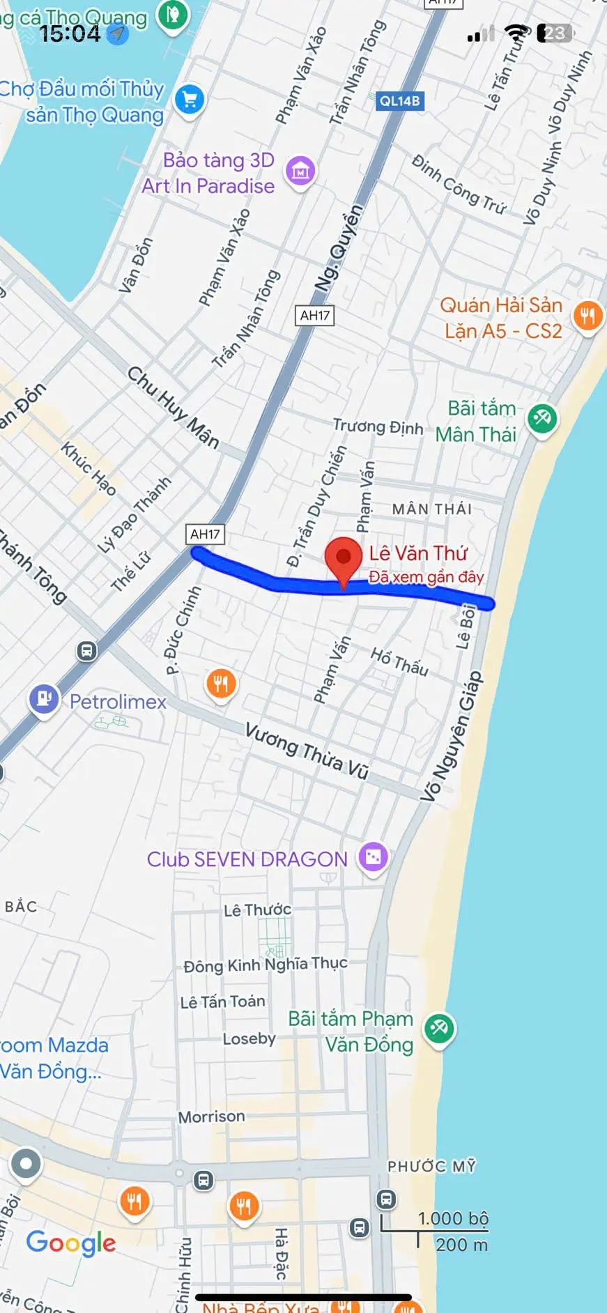 Lô đất cực đẹp diện tích 170.6m2 đường Lê Văn Thứ