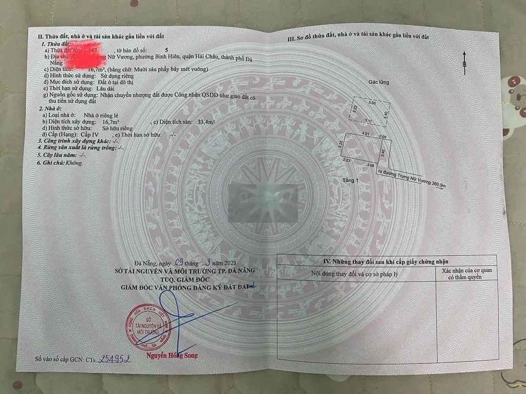 Giá đầu tư !!! 2 tầng kiệt Trưng Nữ Vương Chỉ 1tỷ090
