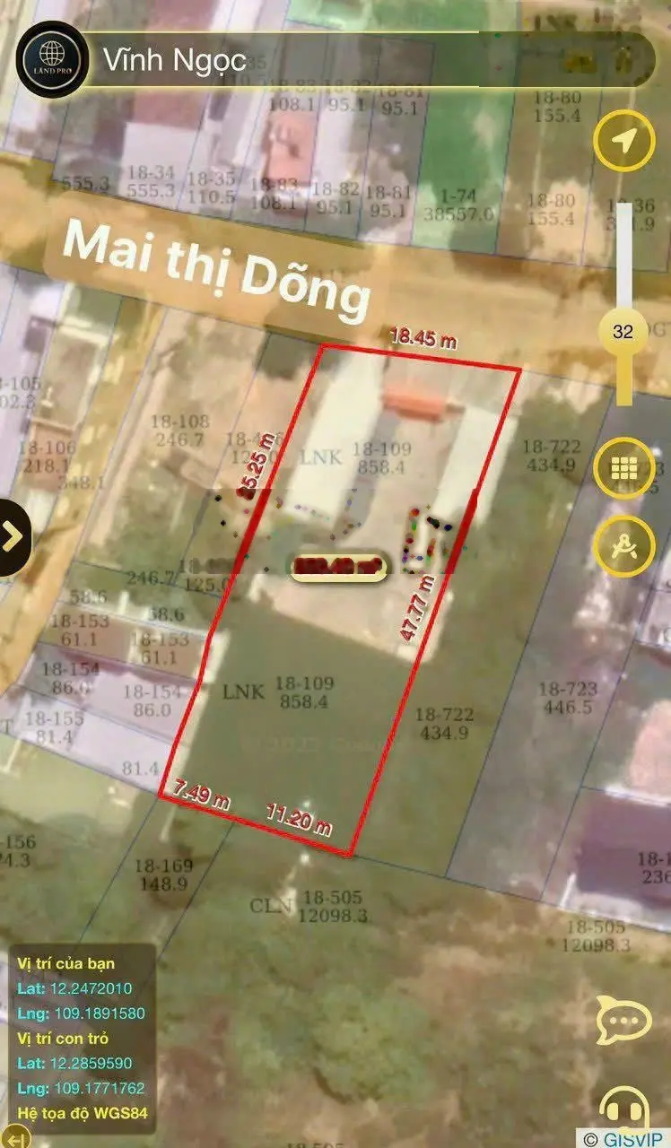 Bán đất giá rẻ đường Mai Thị Dõng, Hòn Nghê, Vĩnh Ngọc, Nha Trang, DT 837m2 (ngang 18m) - Giá: 7 tỷ