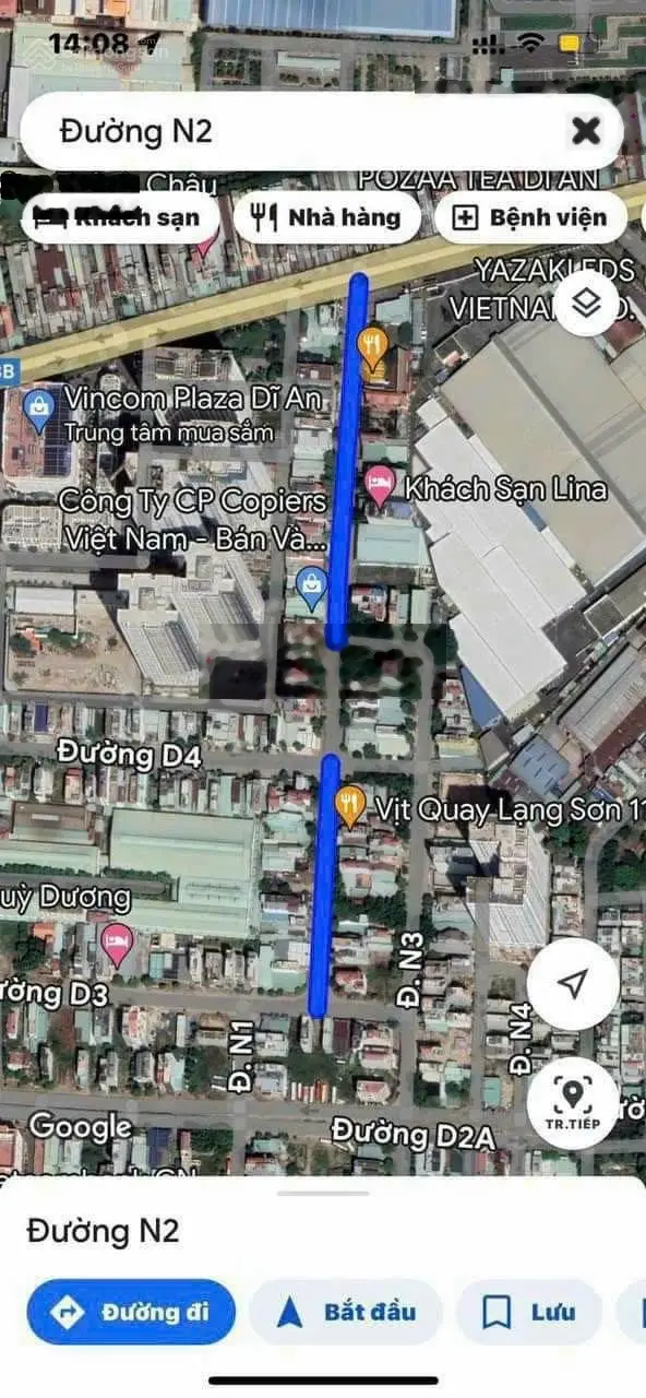 Bán lô đất 100m2 ngang 5m mặt tiền đường N2 khu TTTM Vincom Plaza kinh doanh buôn bán vip