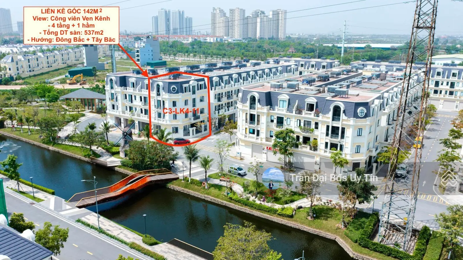 Hàng Vip - Căn Liền Kề Góc 142m2, View Toàn Cảnh Công viên Ven Kênh - Trả trước 13tỷ-Nhận nhà Ngay