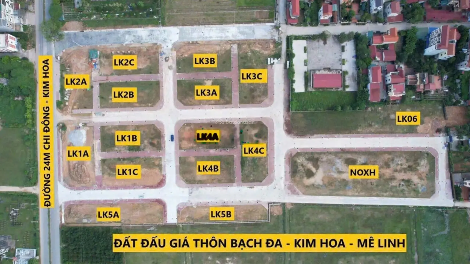 Bán duy nhất lk đấu giá Bạch Đa Kim Hoa Mê Linh 109m2 đã có sổ giá chỉ 39,5tr/m2