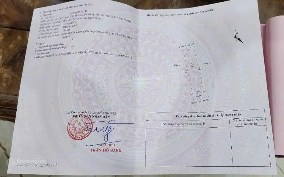 Bán lô đất tại Vạn Phúc, Thanh Bình, Hải Dương. Diện tích 72m2, giá 2,7 tỷ
