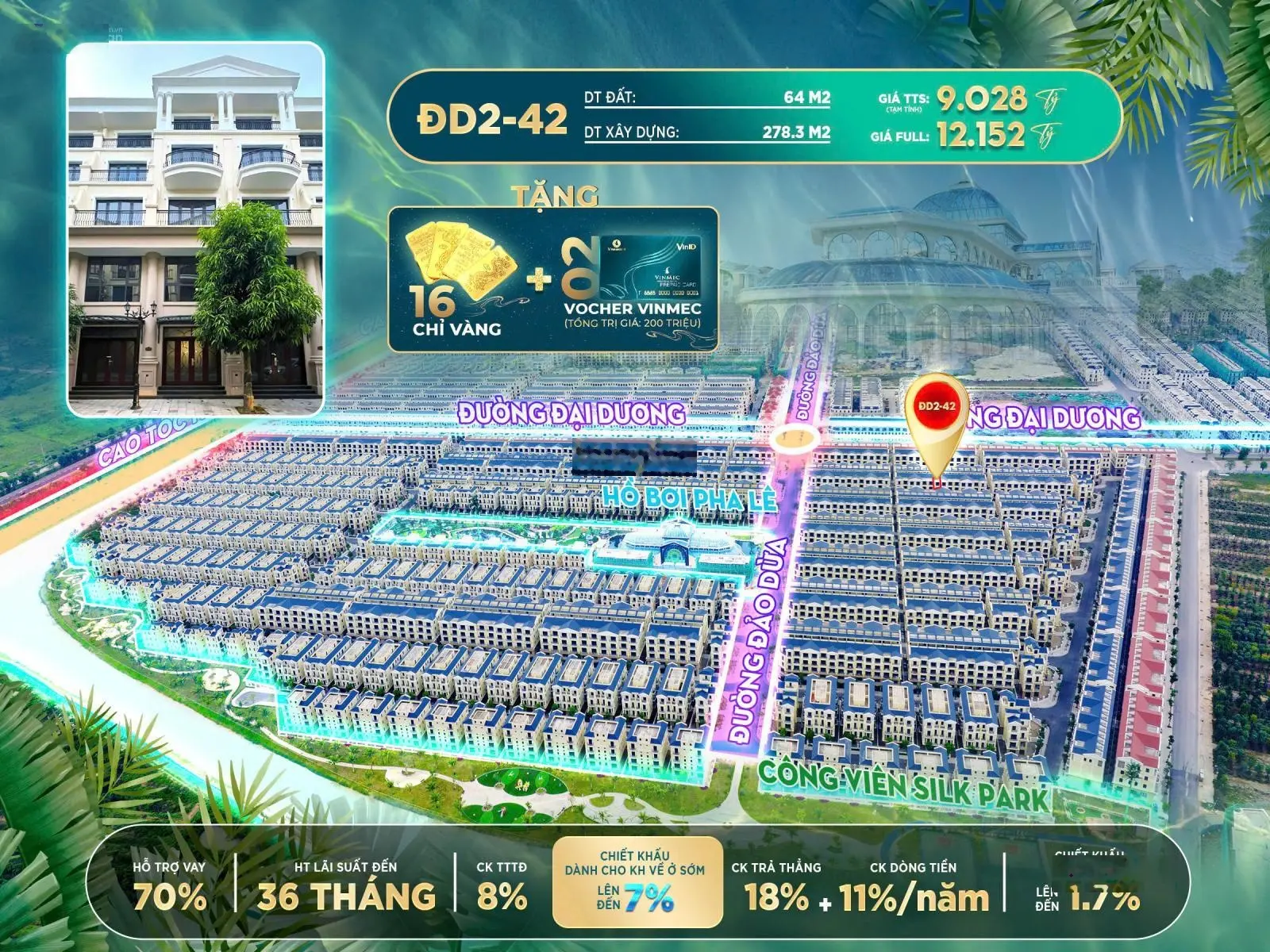 Siêu phẩm liền kề Đảo Dừa siêu rẻ ĐD2-42 - The Empire Vinhomes Ocean Park 2, giá chỉ 9 tỷ