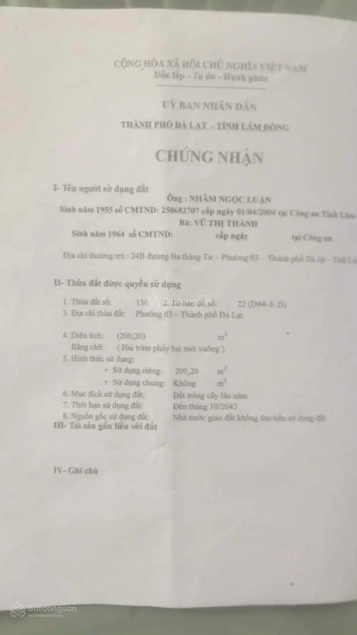 Chính chủ cần bán nhà mặt tiền đường 3/4 ngay UBND Phường 3, TP. Đà Lạt. Sổ hồng riêng