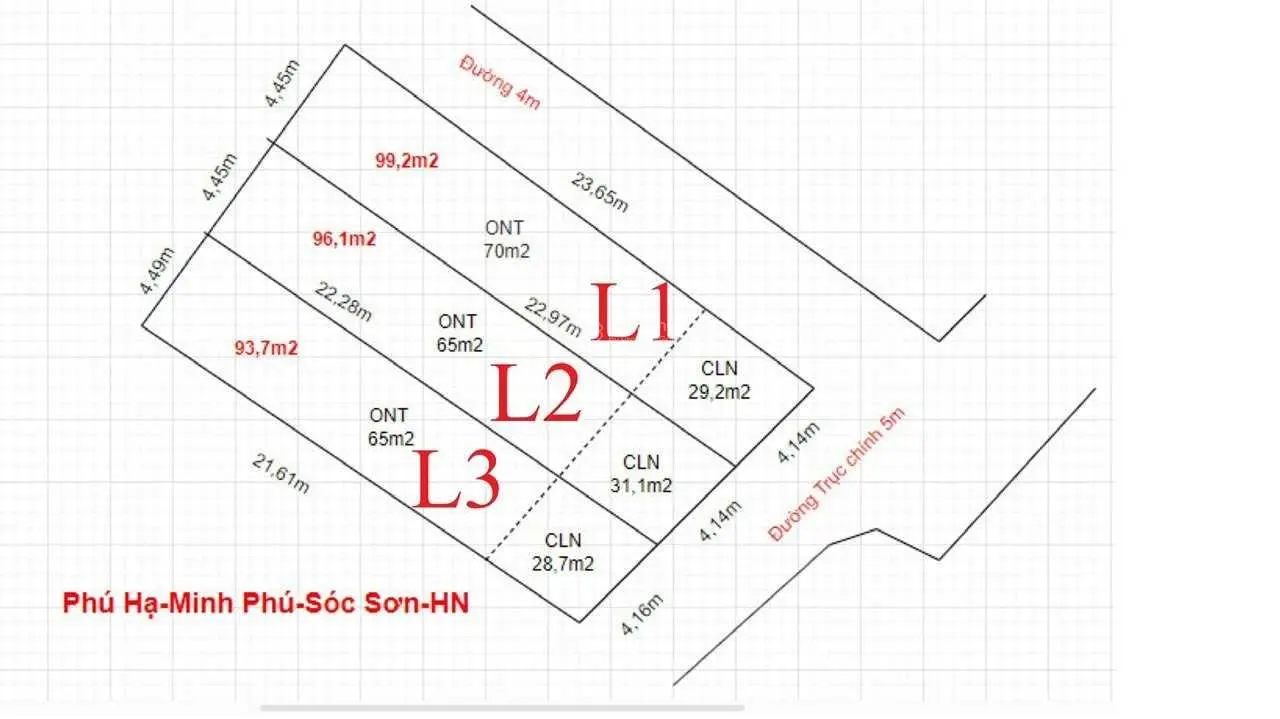 Phân lô F0 nhỉnh 1 tỷ Phú Hạ - Minh Phú - Sóc Sơn - HN