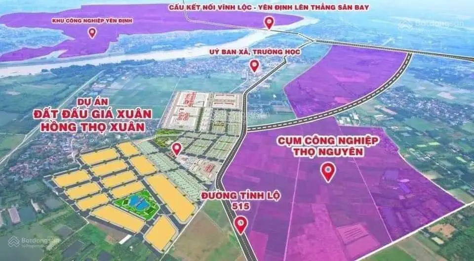 Đất nền khu đô thị Xuân Hồng thị trấn Thọ Xuân giá 5xx/ lô