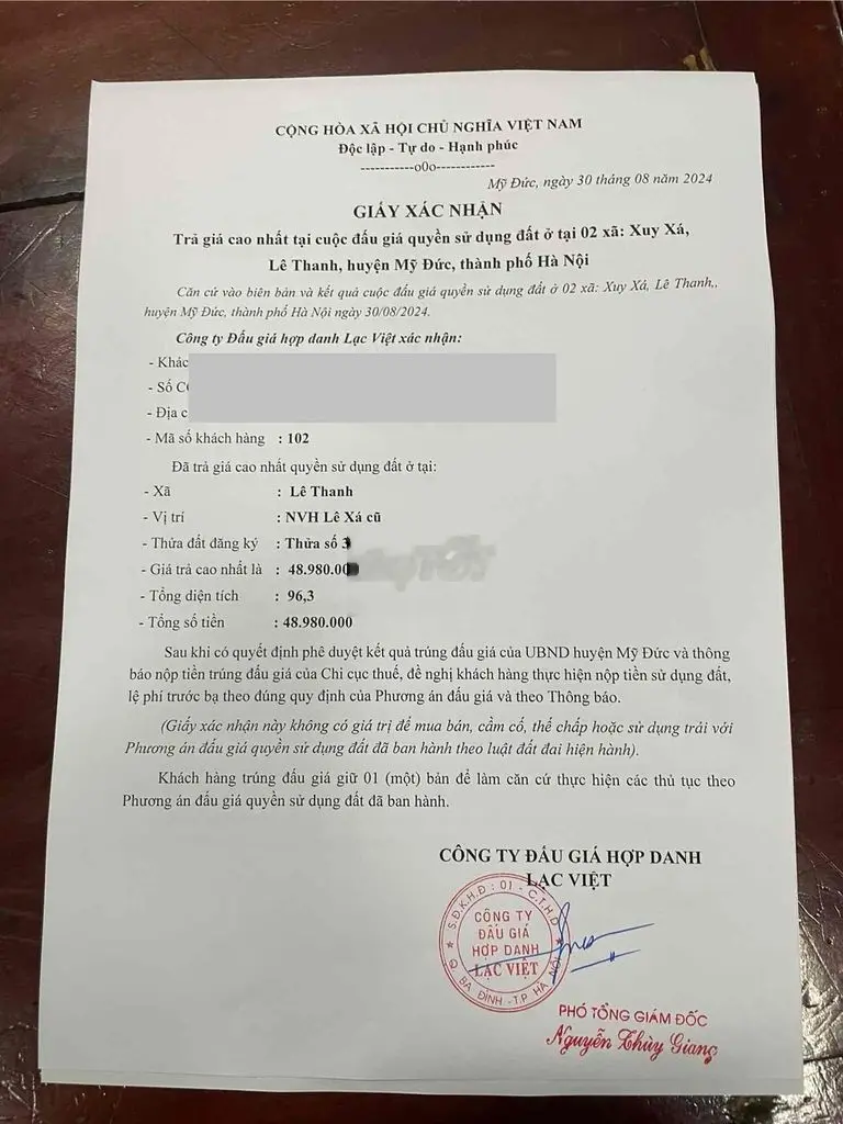 CHÍNH CHỦ CẦN BÁN ĐẤT TRÚNG ĐẤU GIÁ CỔNG CHỢ RÔ - XÃ LÊ THANH - MỸ ĐỨC