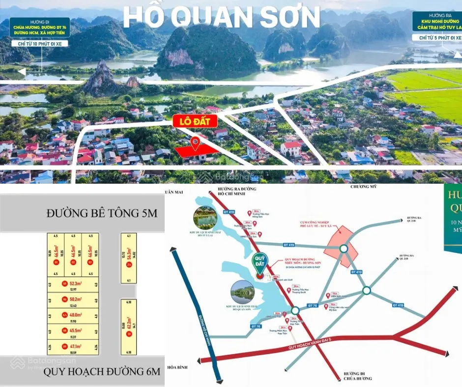 CẦN BÁN MẤY LÔ ĐẤT CẠNH HỒ QUAN SƠN CHỈ HƠN 500tr/lô, ĐƯỜNG RỘNG 6-8M THÔNG TỨ PHÍA