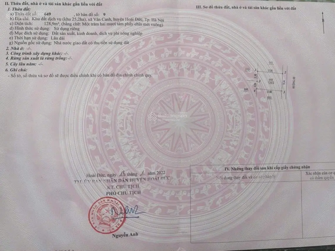 Chính chủ bán lô đất dt 128m2, mt 9,33m, thuận tiện xây văn phòng, khách sạn, đường 13m trước nhà