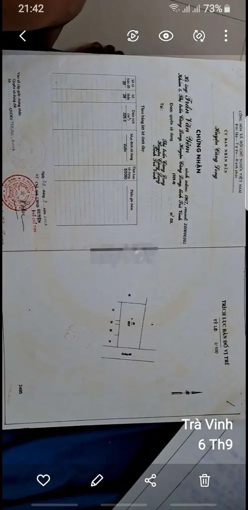 Đi làm ăn xa sang lại lô đất mặt tiền 1y850triệu