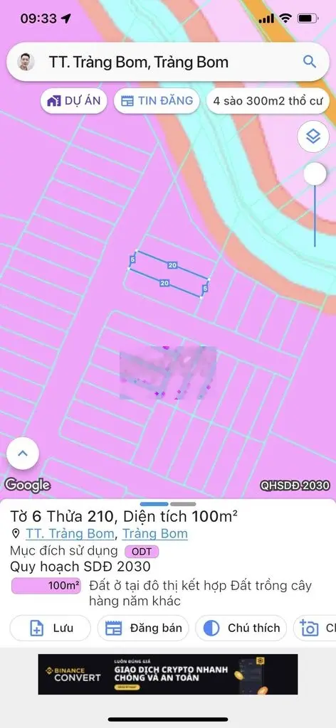 Bán lô đất đối diện Chợ Mới TT Trảng Bom Đồng Nai