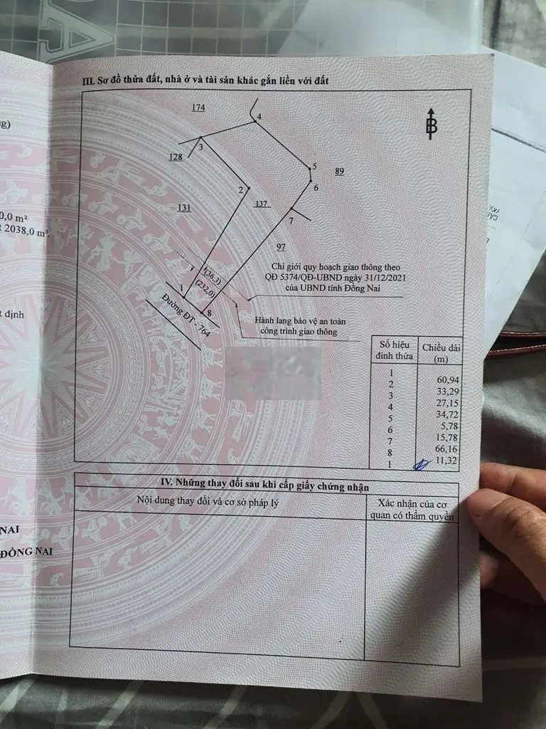 Bán đất thổ cư giá 5,2 tỷ, diện tích 2138 m2, tại Xuân Đông, huyện Cẩm Mỹ, Đồng Nai