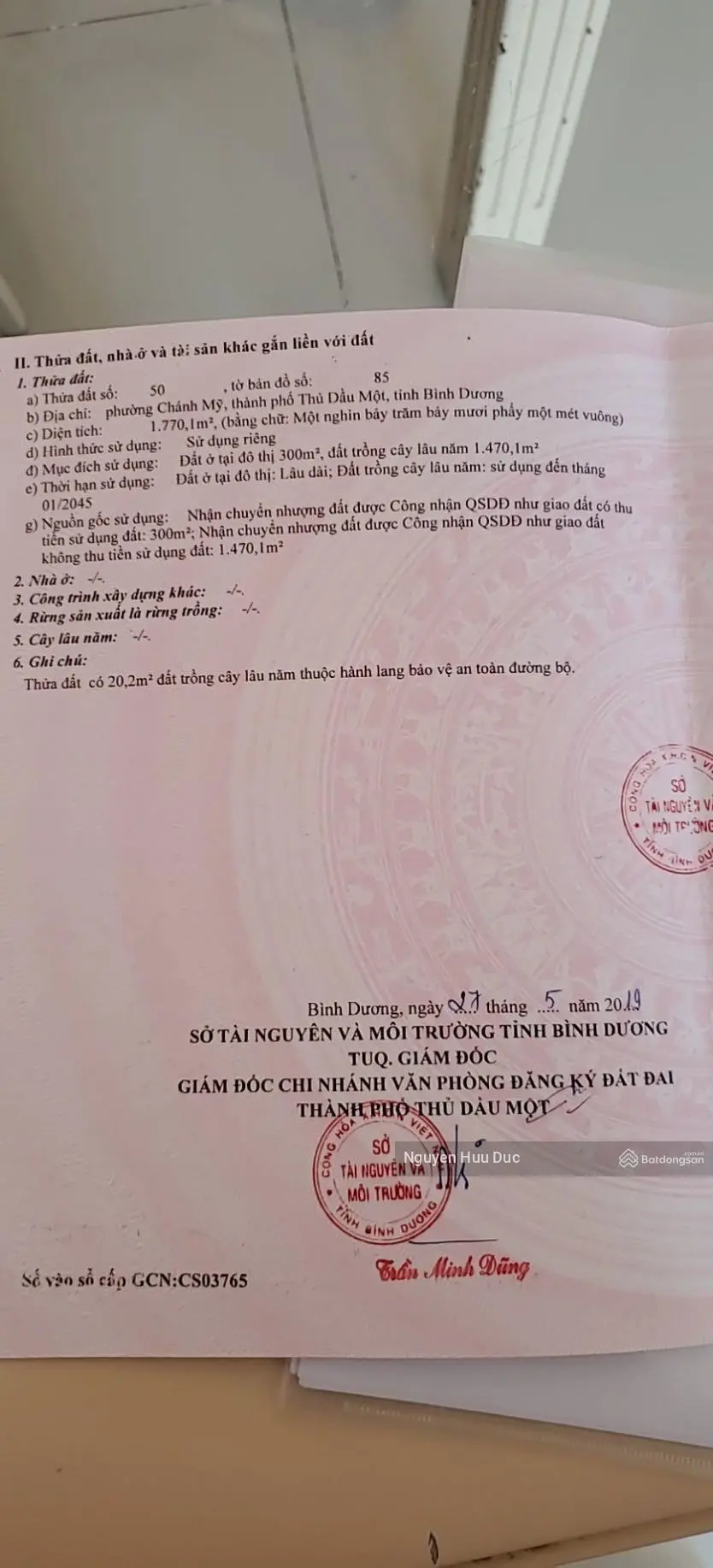 Bán biệt thư siêu đẹp (1.770m2 thổ cư 300m) phường Chánh Mỹ, Tp Thủ Dầu Một, Bình Dương