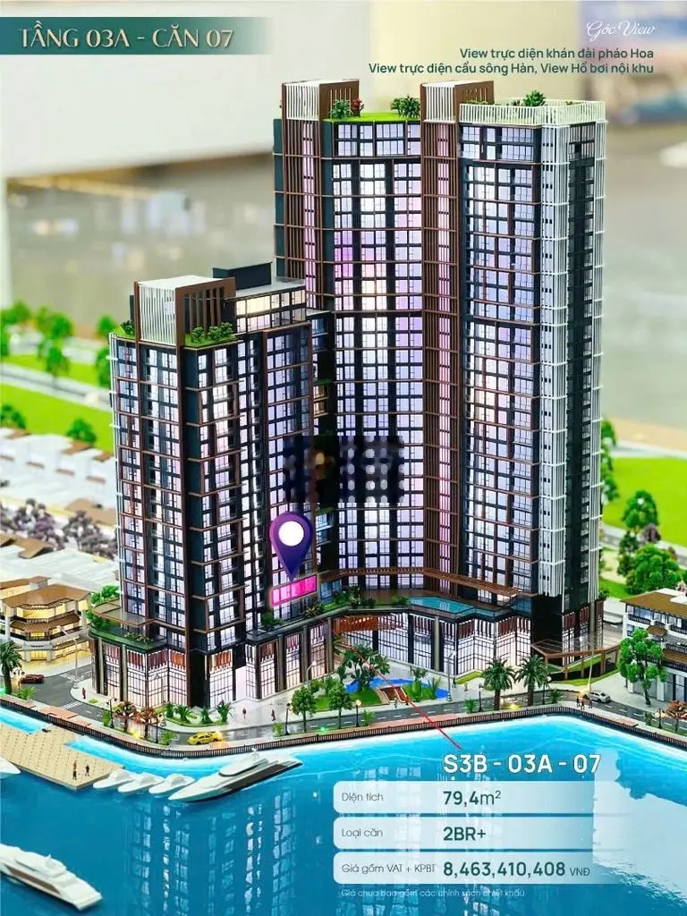 Siêu phẩm 2PN toà S3 trực diện Novotel, cầu sông Hàn - 2,4 tỉ sở hữu
