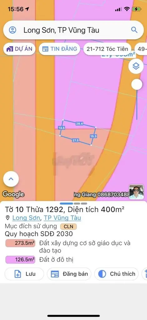 Bán đất 400m2 đối diện nhà máy hóa dầu Long Sơn, Bà Rịa , Vũng Tàu