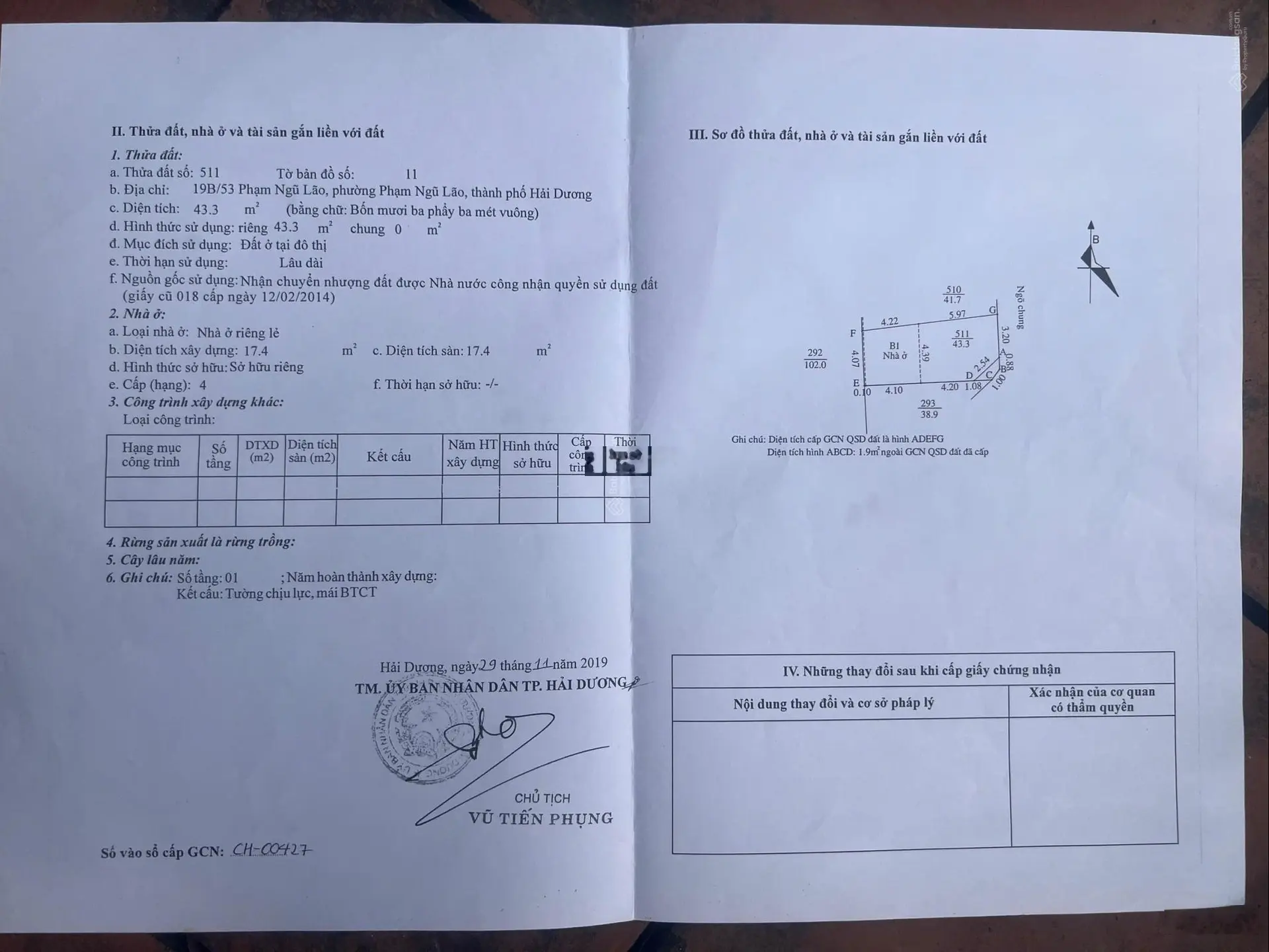 Cần bán nhanh nhà cấp 4 ngõ 19/53 Phạm Ngũ Lão, TP Hải Dương