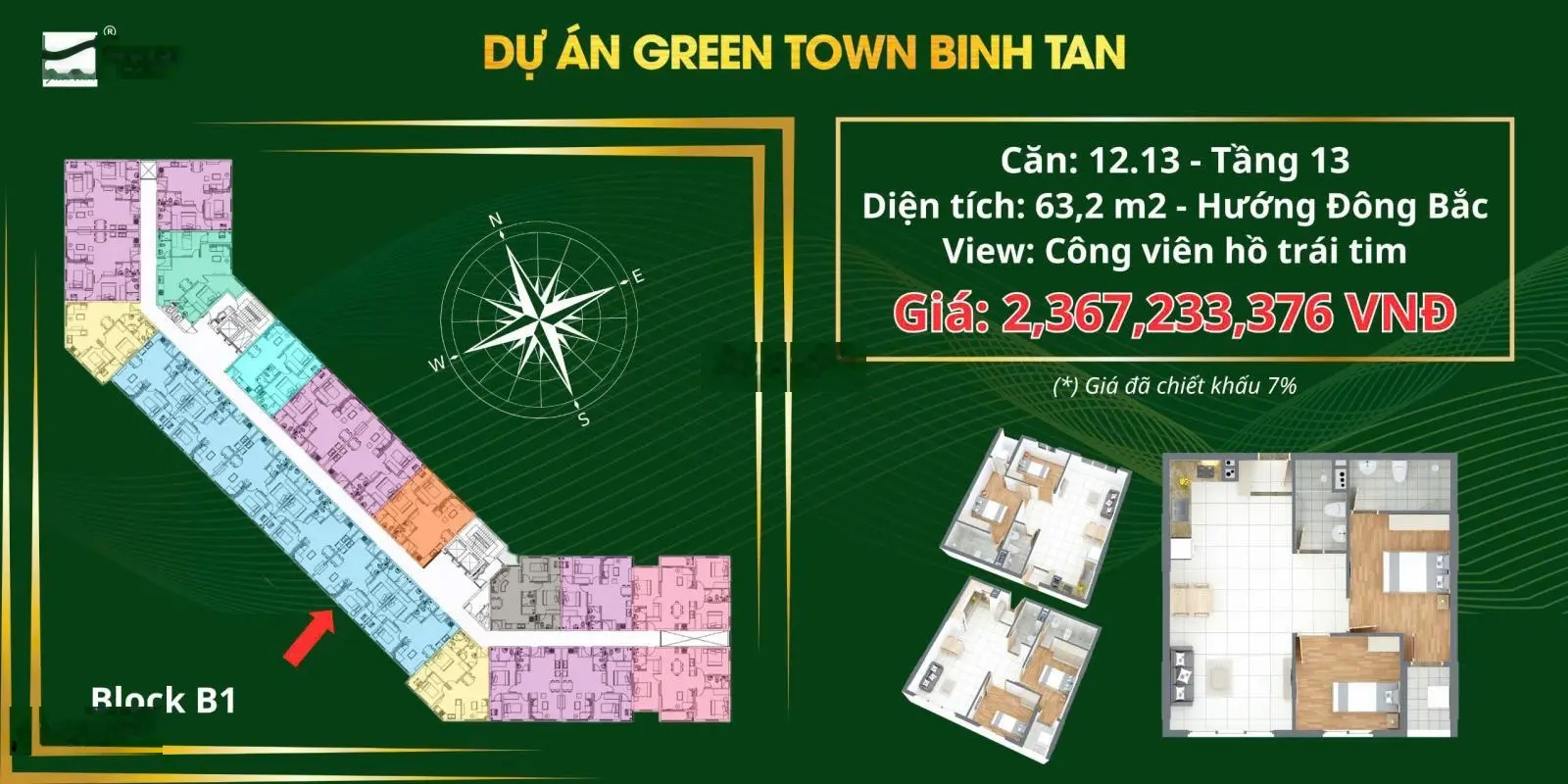 Căn hộ Green Town Bình Tân. Tưng bừng mở bán 08/09/2024 đăng ký nhận ngay Voucher nội thất đến 50tr